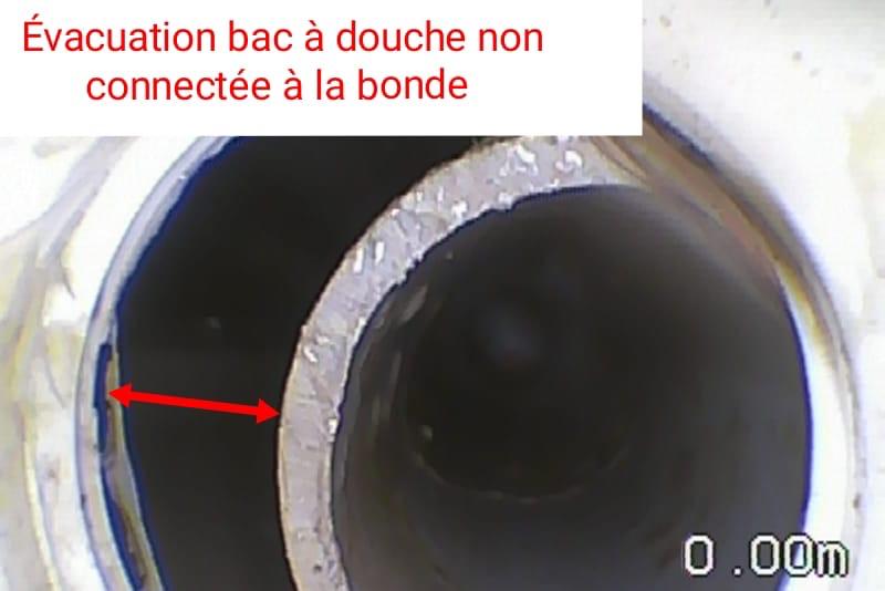 Evacuation bac à douche non connectée à la bonde